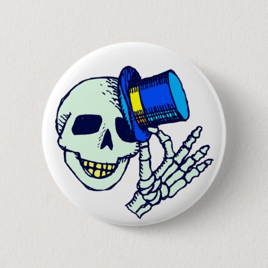 Top Hat Skeletonボタン 缶バッジ (正面)