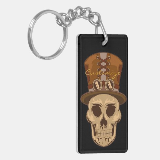 Top Hat Thunder_CoveのSteampunkスカル キーホルダー (正面左)