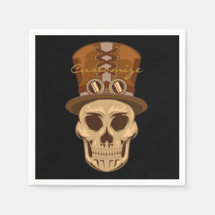 Top Hat Thunder_CoveのSteampunkスカル スタンダードカクテルナプキン
