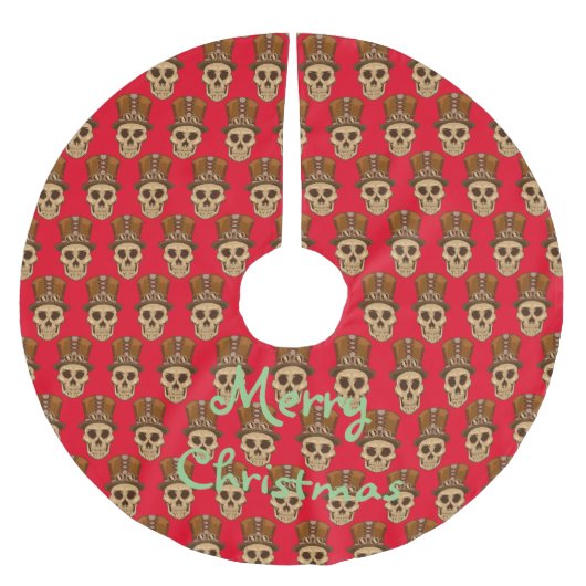 Top Hat Thunder_CoveのSteampunkスカル ブラッシュドポリエステルツリースカート (正面)