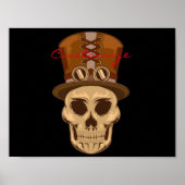 Top Hat Thunder_CoveのSteampunkスカル ポスター (正面)