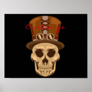 Top Hat Thunder_CoveのSteampunkスカル ポスター