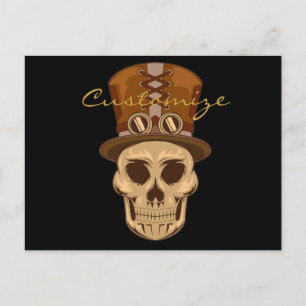Top Hat Thunder_CoveのSteampunkスカル ポストカード