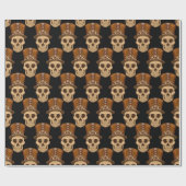 Top Hat Thunder_CoveのSteampunkスカル ラッピングペーパー (フラット)
