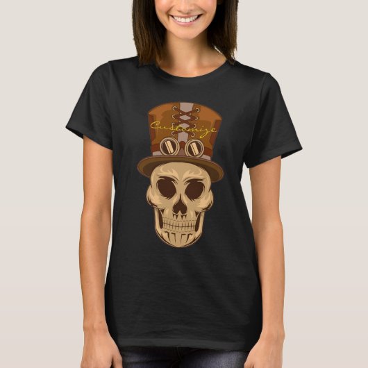Top Hat Thunder_CoveのSteampunkスカル Tシャツ (正面)