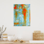 'Top it Off'ティール(緑がかった色)とオレンジ抽象芸術アートポスター ポスター (キッチン)