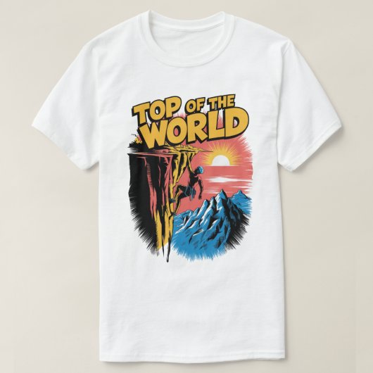 Top of the World Rock Climbing Design Tシャツ (デザイン正面)
