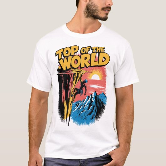 Top of the World Rock Climbing Design Tシャツ (正面)