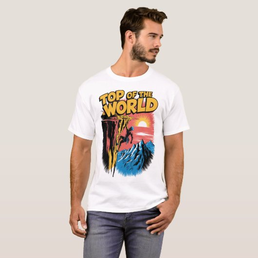 Top of the World Rock Climbing Design Tシャツ (正面フル)