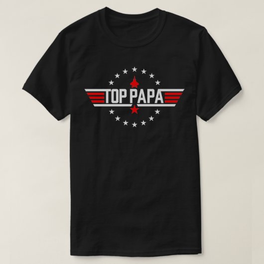 Top papa Birthday Gun Jet Fathers day Funny 80s Fa Tシャツ (デザイン正面)