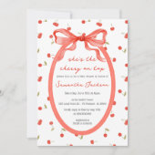 Top Red Girl Baby Showerのさくらんぼ 招待状 (正面)