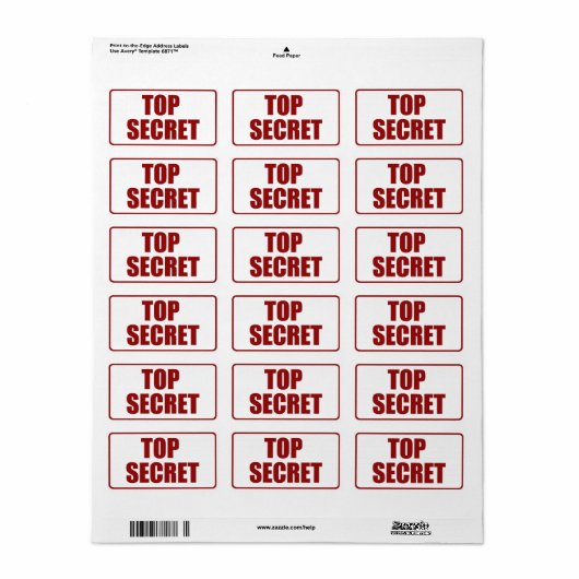 Top Secret Mediumサイズラベル ラベル (フルシート)