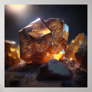 Topaz Gemstoneきらめく、マクロ詳細 ポスター