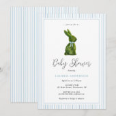 Topiary Bunny Blue Baby Boy Shower  招待状 (正面/裏面)