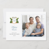 Topiary Bunny Monogram復活祭の写真グリーティング シーズンカード (正面)