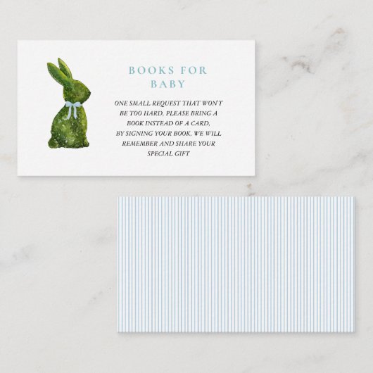 Topiary Bunny Rabbit Boy Baby shower book request エンクロージャーカード (正面/裏面)