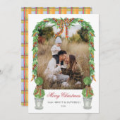 Topiary Grandmillennial Photo Christmas Card 招待状 (正面/裏面)