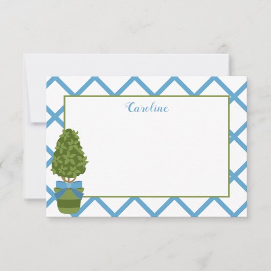 Topiary & Latticeノートカパーソナライズされたード サンキューカード (正面)