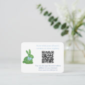 Topiary Rabbit QRコード頭が切れるベビーシャワーレジストリ エンクロージャーカード (スタンド正面)