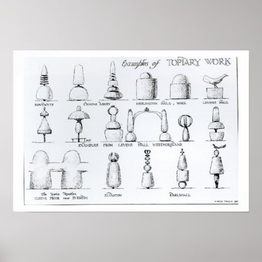 Topiary Workの例, 1902 (版木、銅版、版画) (b/w ph ポスター (正面)