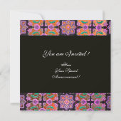 TOPKAPIオレンジブラックピンクダマスクモノグラムイエロー 招待状 (裏面)