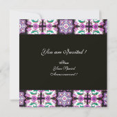 TOPKAPIダマスクモノグラム白黒ピンクグリーン 招待状 (裏面)