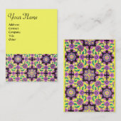 TOPKAPI,フローラピンクグリーンイエローオリエンタルダマスク 名刺 (正面/裏面)