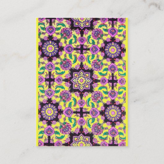 TOPKAPI,フローラピンクグリーンイエローオリエンタルダマスク 名刺 (裏面)