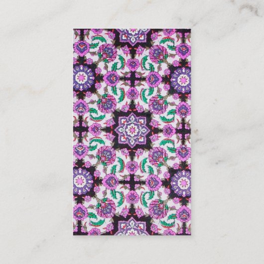 TOPKAPI,フローラピンク緑オリエンタルフラワーパープル 名刺 (裏面)