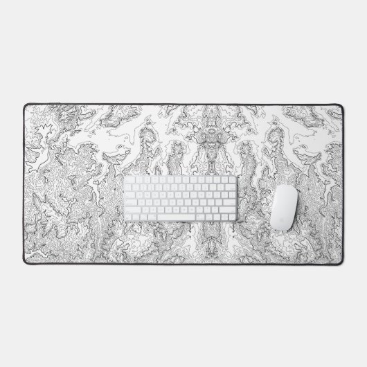 Topographic Extended White Mouse pad Large,Gaming デスクマット (キーボード&マウス)