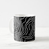 Topographic Line Art in Black 🗺️ コーヒーマグカップ (正面左)