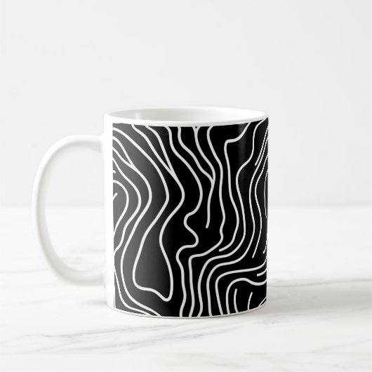 Topographic Line Art in Black 🗺️ コーヒーマグカップ (左)