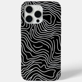 Topographic Line Art in Black 🗺️ iPhone 15 Pro Maxケース