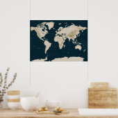 Topographic Map of the World in Tan ポスター (キッチン)