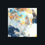 Topographic Mind Flow Colorful Profile キャンバスプリント<br><div class="desc">A luminous human profile in pale white and beige becomes a living canvas for swirling topographic lines and radiant color waves. Electric turquoise, fiery orange, coral, golden yellow, and teal contours ripple across the face like visible thoughts, emotions, or universal energy, while subtle earthy brown textures reveal deeper layers beneath....</div>