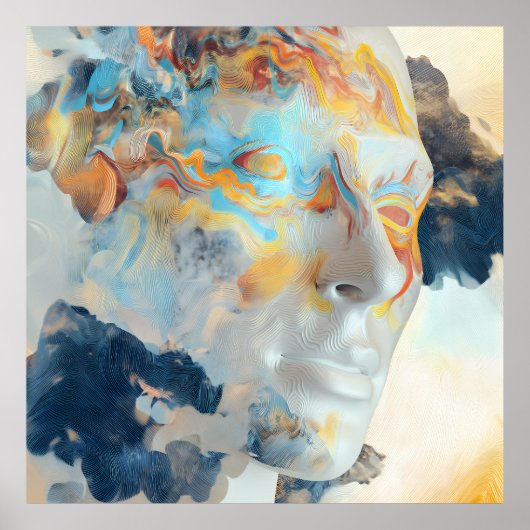 Topographic Mind Flow Colorful Profile ポスター (正面)