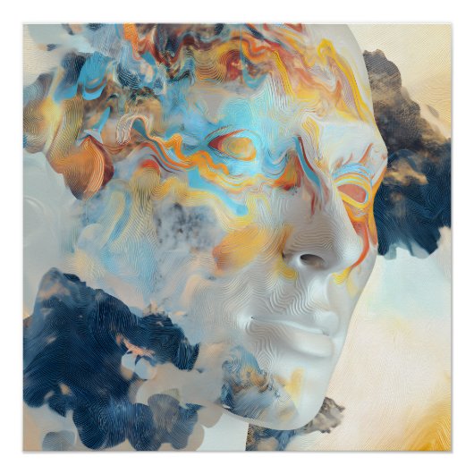 Topographic Mind Flow Colorful Profile ポスター (正面)