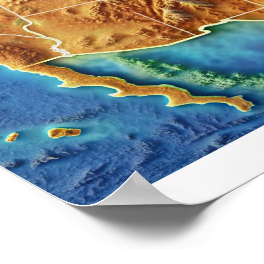 Topographic USA Map Poster ポスター (角)