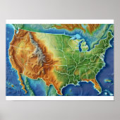 Topographic USA Map Poster ポスター (正面)