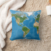 Topographic World Map Earth Illustration クッション (ブランケット)