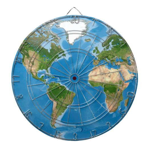 Topographic World Map Earth Illustration ダーツボード (正面)