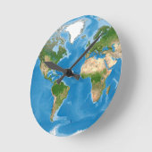 Topographic World Map Earth Illustration ラウンド壁時計 (傾斜)