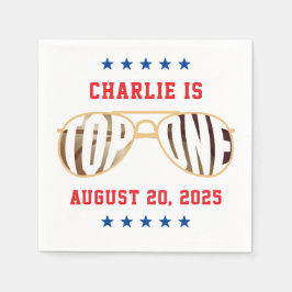 TopOneファイターパイロットをテーマにした第1誕生日 スタンダードカクテルナプキン