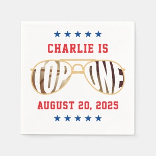 TopOneファイターパイロットをテーマにした第1誕生日 スタンダードカクテルナプキン