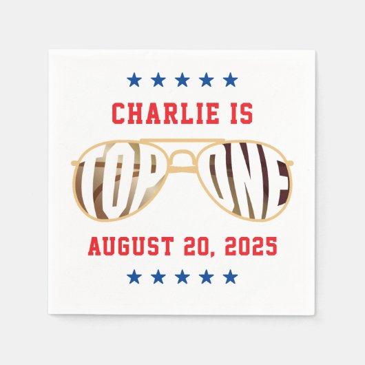 TopOneファイターパイロットをテーマにした第1誕生日 スタンダードカクテルナプキン (正面)