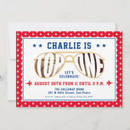 TopOneファイターパイロットをテーマにした第1誕生日 招待状