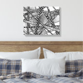 Topsy Turvy絡み合った白黒のラインキャンバス キャンバスプリント (インサイチュ (寝室))