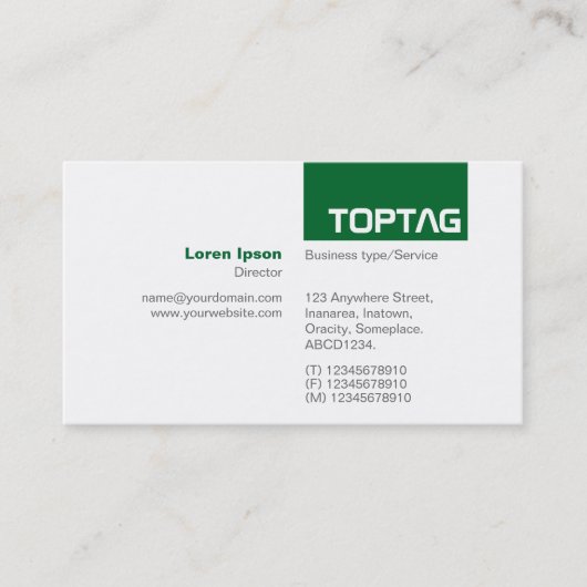 TopTag v2 – 森林(緑) 名刺 (正面)