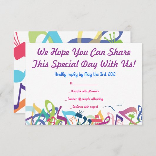 TORAHのこうもりのバーの（ユダヤ教の）バル・ミツバーの応答カードの音 出欠カード (正面/裏面)