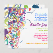 TORAHのこうもりのバーの（ユダヤ教の）バル・ミツバーの招待状の音 招待状 (正面/裏面)